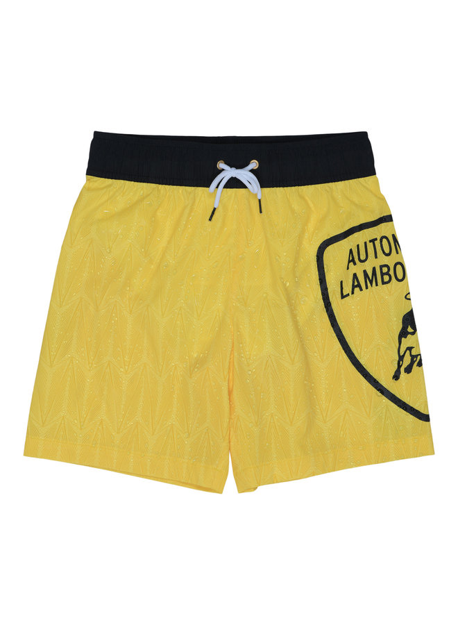 Automobili Lamborghini Kidswear Badeshorts Hidden-Pattern in gelb für Jungs