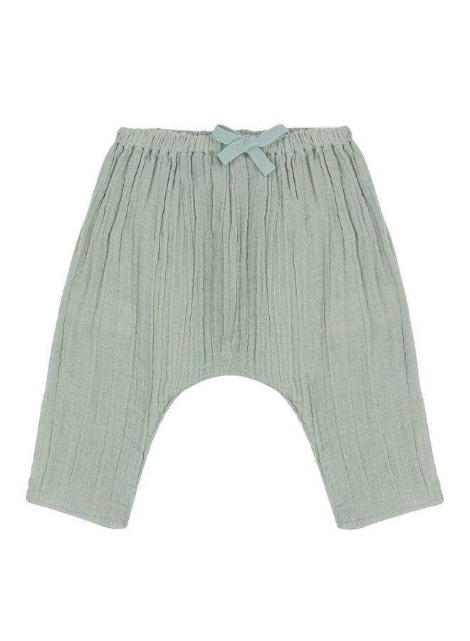 Petit Bateau Pluderhose in grün aus Bio-Baumwolle Gr. 3-12M