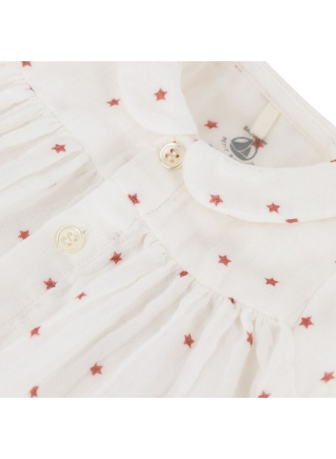 Petit Bateau Kleid mit Sternenprint  aus Bio- Baumwoll-Gaze