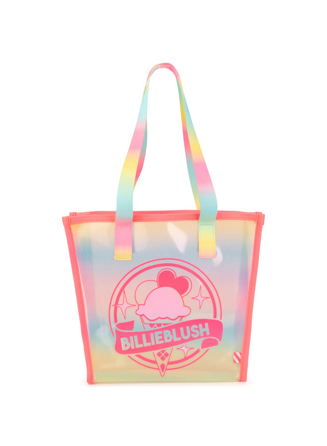 Billieblush schillernde Strandtasche Regenbogenfarben transparent