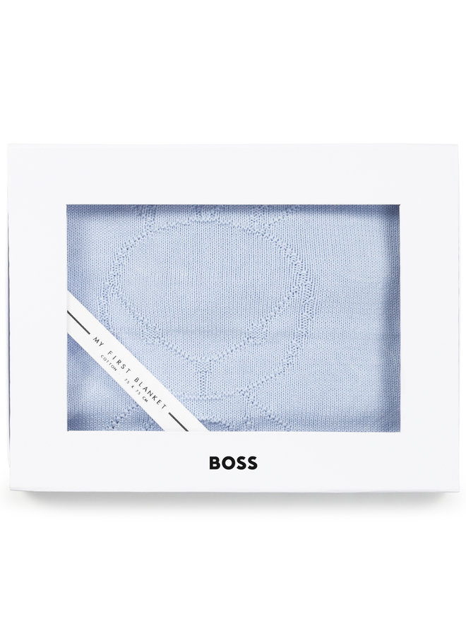 HUGO BOSS Baby edle Strickdecke "My First Blanket" hellblau