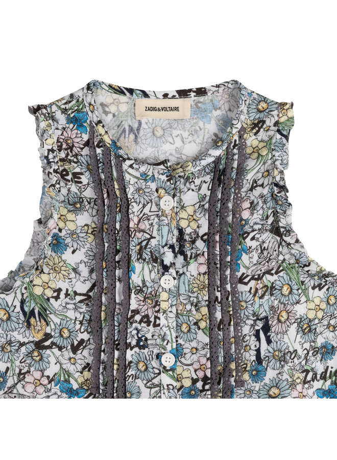 Zadig & Voltaire Baumwoll-Crêpe-Kleid mit Blumenmuster