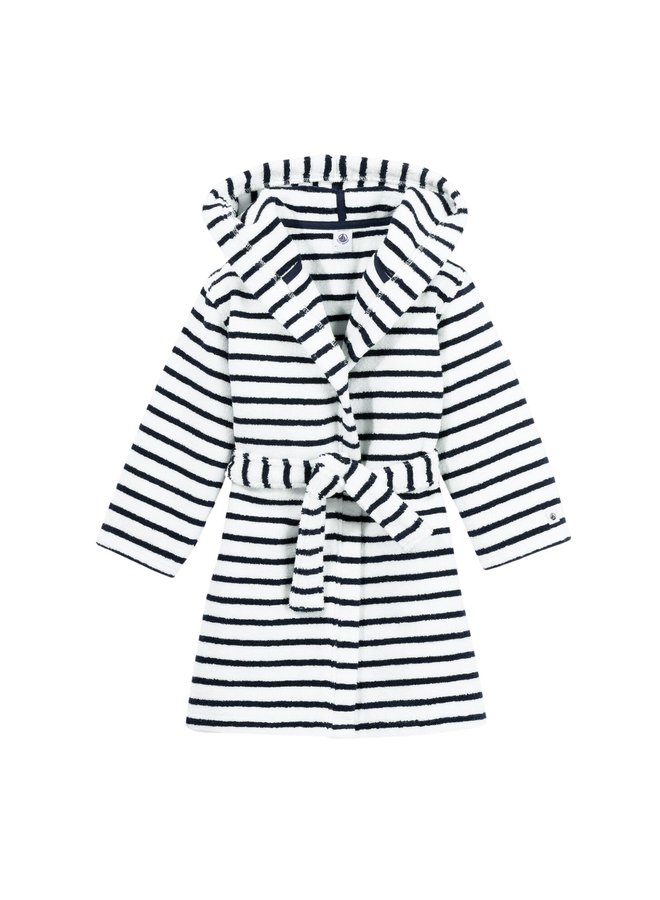 Petit Bateau Frottee Bademantel blau weiß Streifen