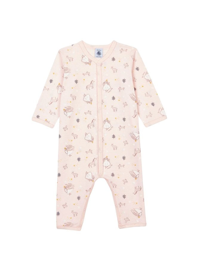 Petit Bateau Bodysuit aus Rippstrick mit  Allover Print rosa - Prinzessin