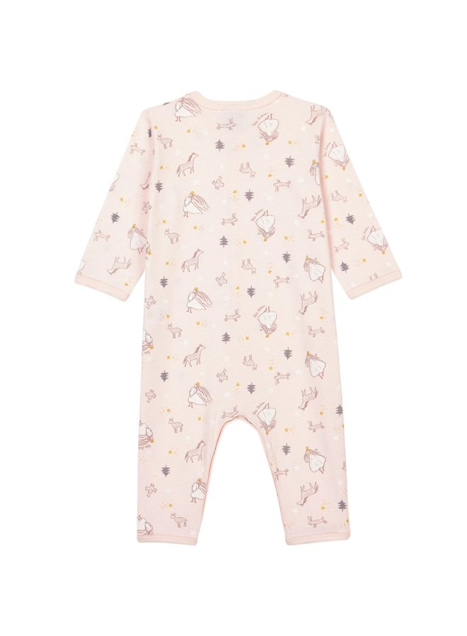 Petit Bateau Bodysuit aus Rippstrick mit  Allover Print rosa - Prinzessin