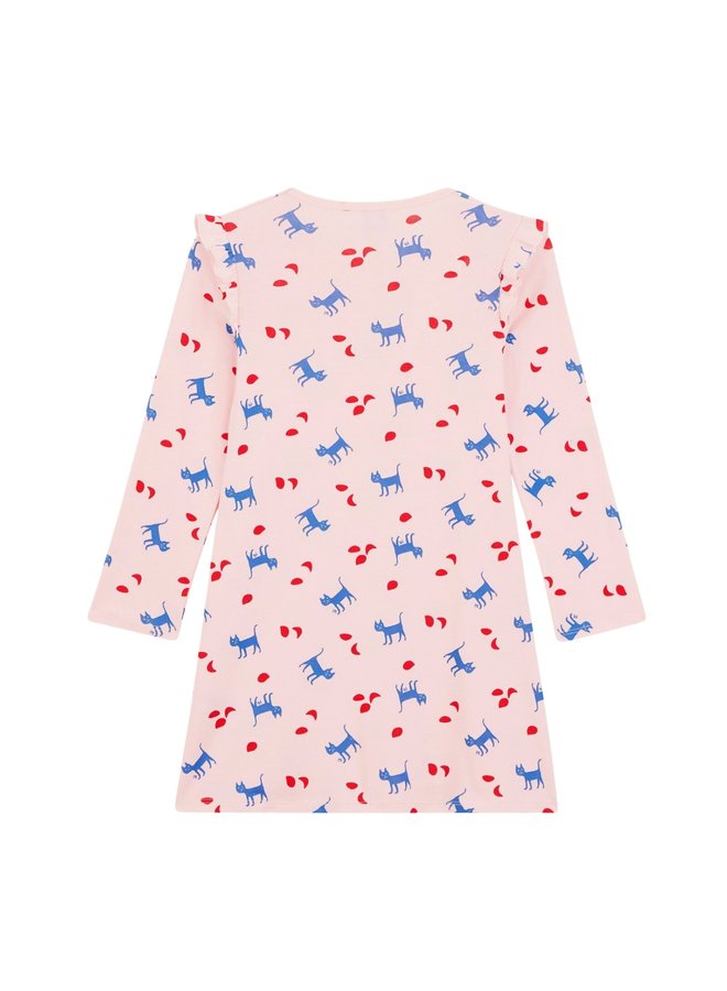 Petit Bateau Nachthemd  in rosa mit blauen Katzen