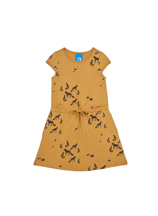 Finkid Kleid KIRKAS Zimtbraun mit Allover Tierprint