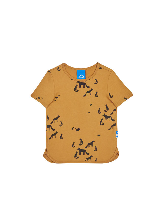 Finkid T-Shirt ILTA Zimtbraun (cinnamon) mit Allover Tierprint UV Schutz 50+