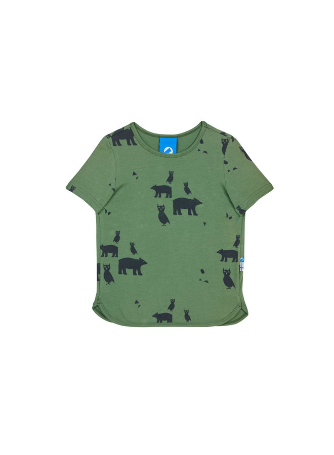 Finkid T-Shirt ILTA grün mit Allover Tierprint UV Schutz 50+  - bronze green