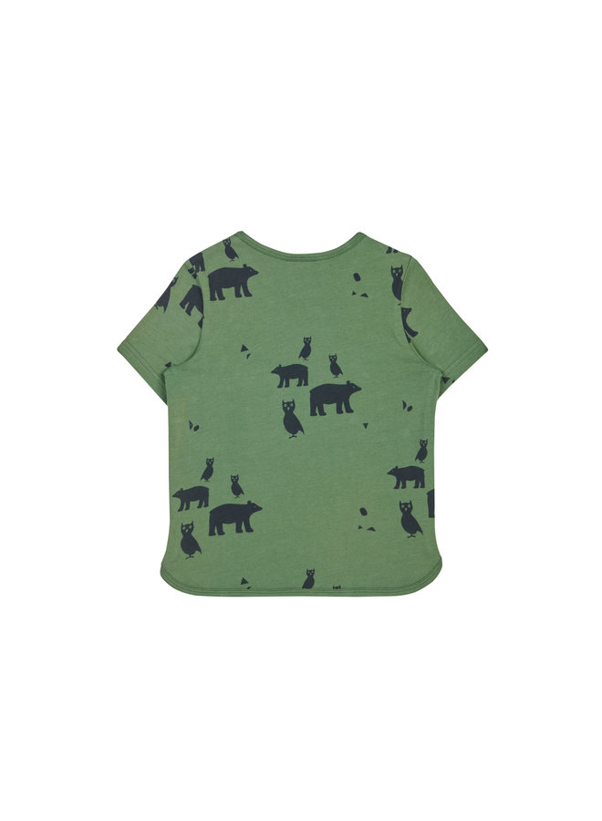 Finkid T-Shirt ILTA grün mit Allover Tierprint UV Schutz 50+  - bronze green