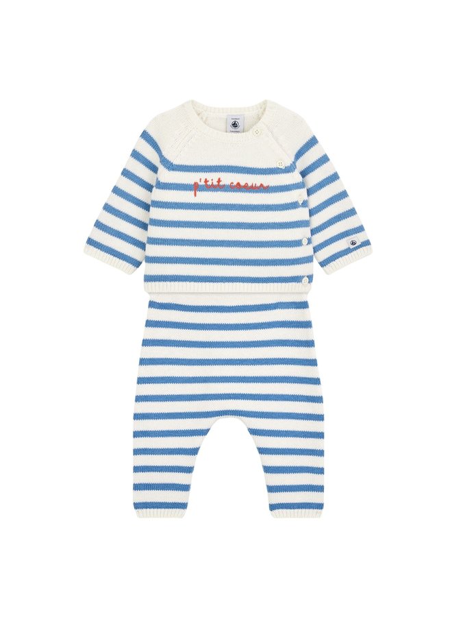 Petit Bateau 2-teiliges Baby-Set aus einem Cardigan und einer Hose