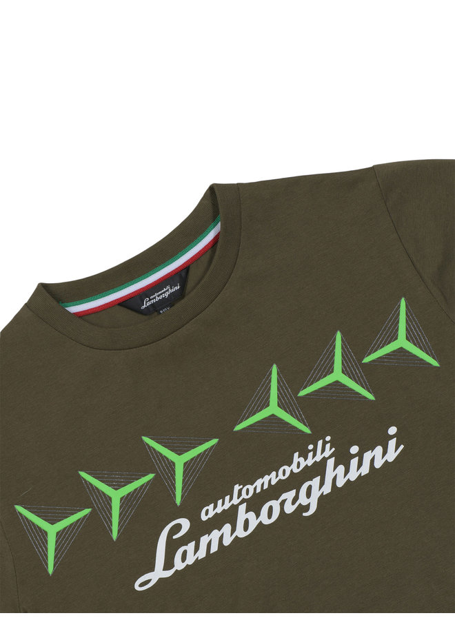 Automobili Lamborghini T-Shirt in Khaki mit Y-Grafik