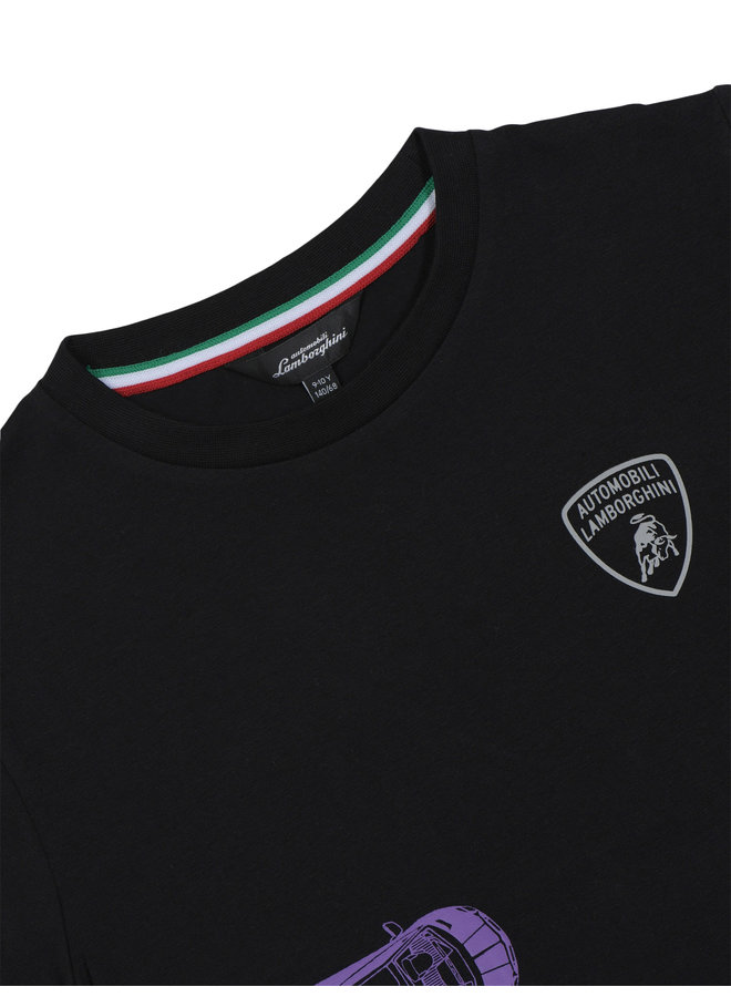 Automobili Lamborghini T-Shirt in schwarz mit Race Car Print