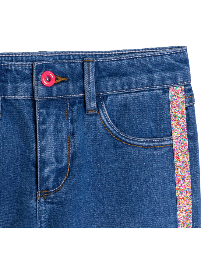 Billieblush Jeans in dunkelblau mit Galonstreifen in Glitzer