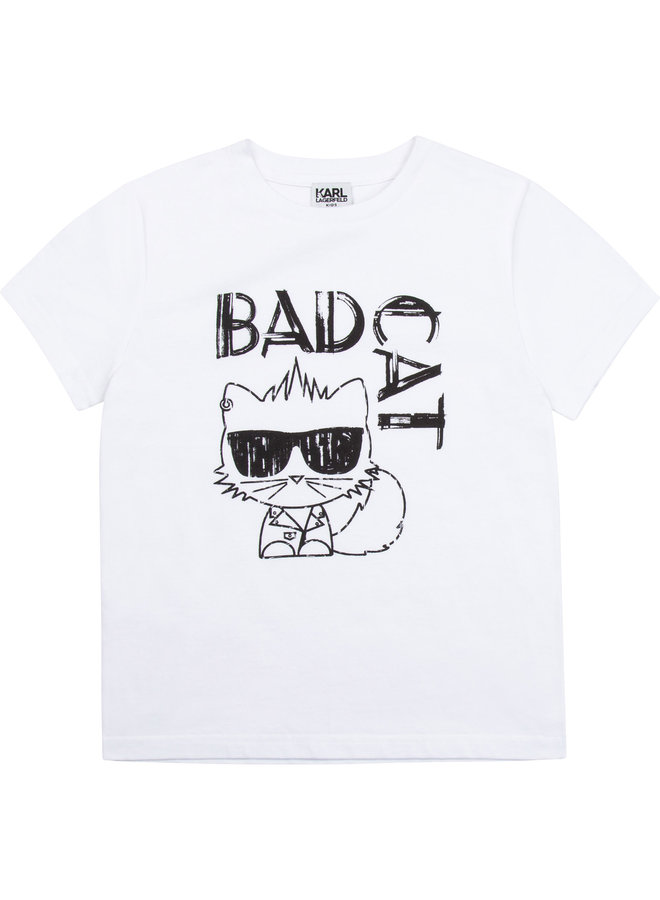 KARL LAGERFELD KIDS T-Shirt weiß  Katze Choupette bad cat