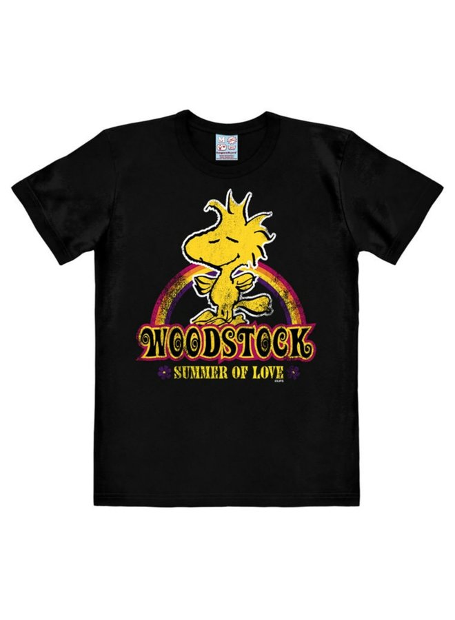 LOGOSHIRT T-Shirt schwarz Woodstock gelber Vogel peanuts