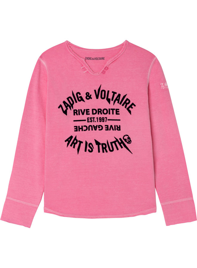 Zadig & Voltaire Longsleeve pink mit großen Schriftzügen