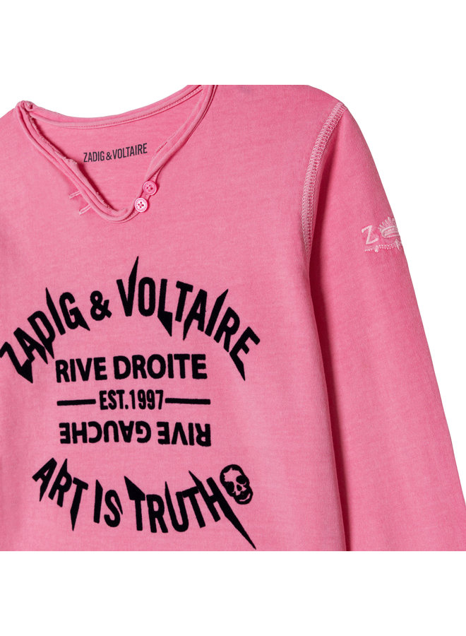 Zadig & Voltaire Longsleeve pink mit großen Schriftzügen