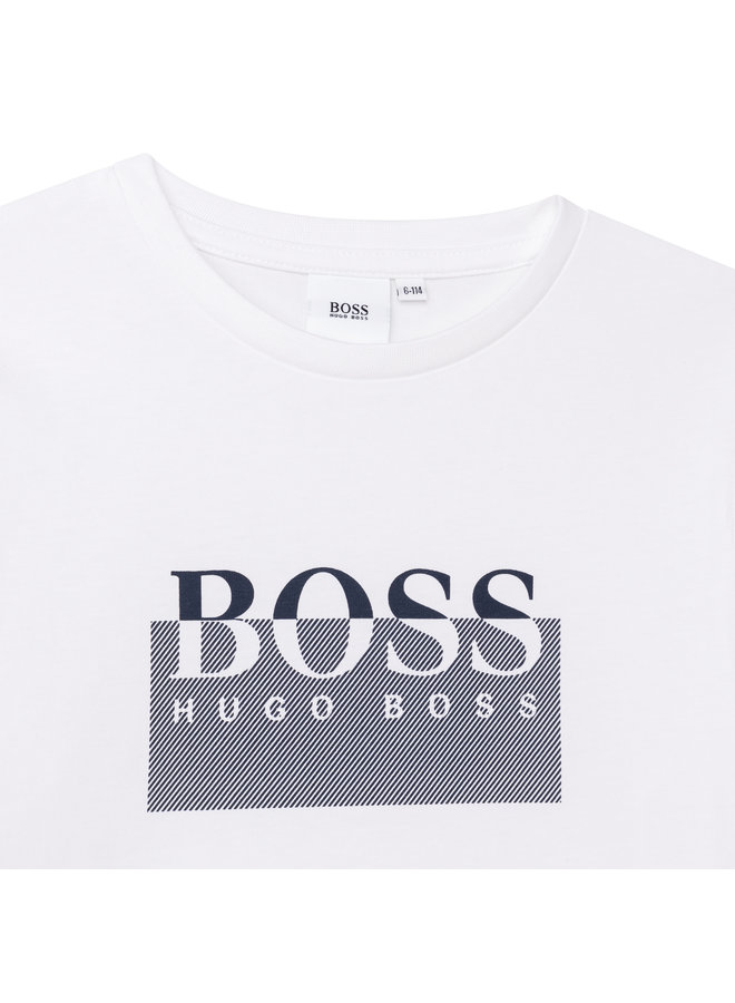 HUGO BOSS Kids Longsleeve Langarmshirt weiß mit Logo