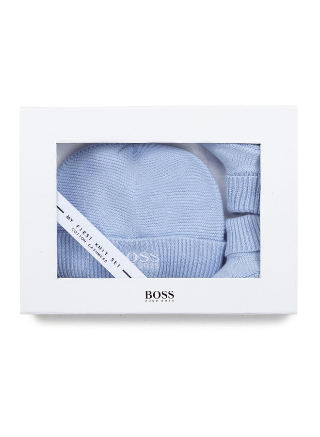 HUGO BOSS Mütze und Schühchen 2-er Geschenkset in hellblau