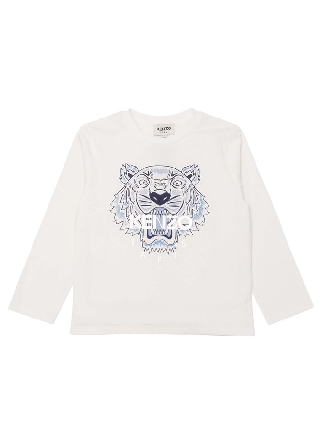 KENZO KIDS Langarmshirt weiß  Tiger in blau