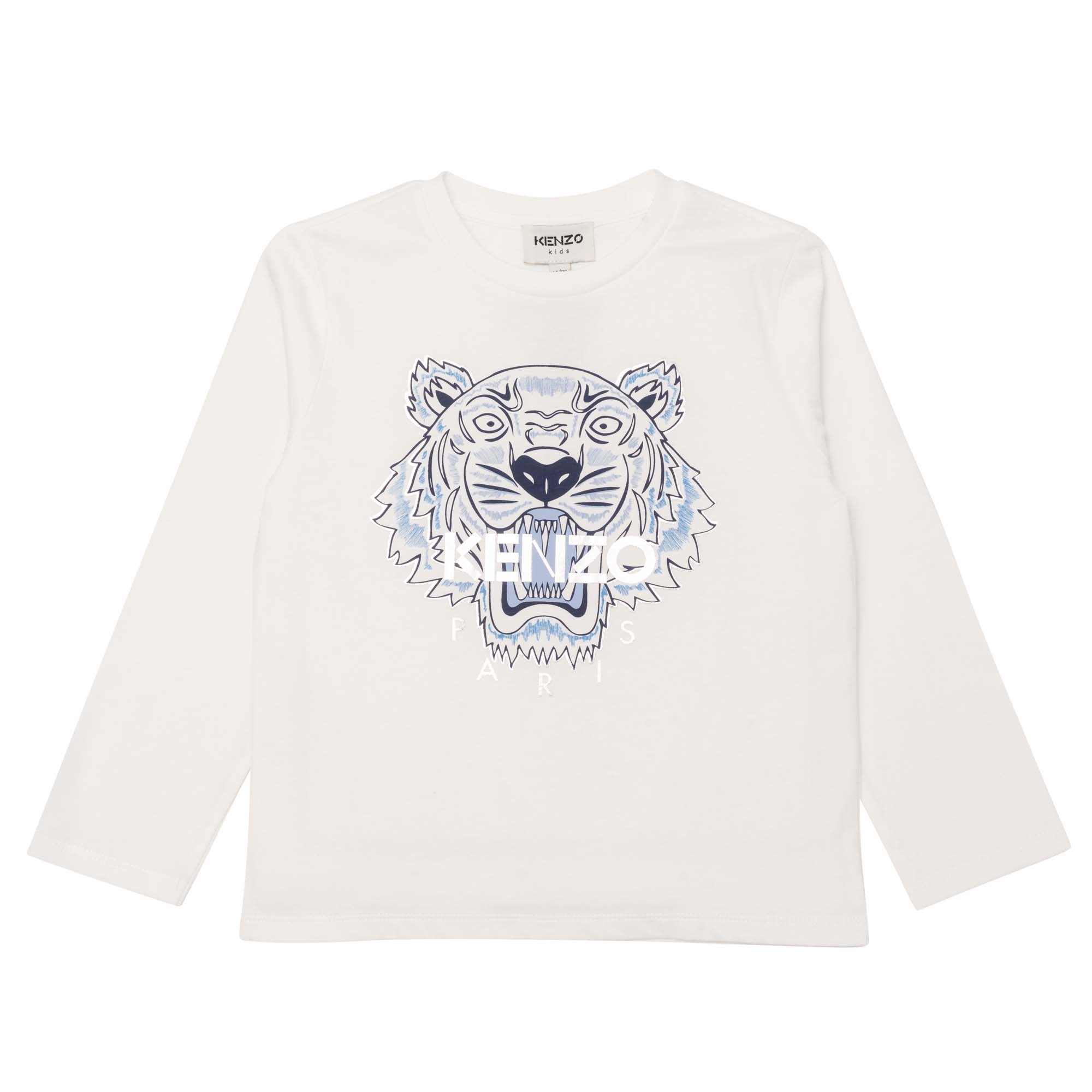 Langarmshirt Motiv KENZO KIDS Tigermaskottchen mit Coolkids-Store - weiß