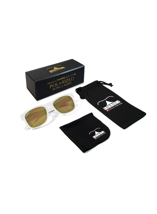 SHADEZ VIP Sonnenbrille Designer Gold mit weißen Bügeln