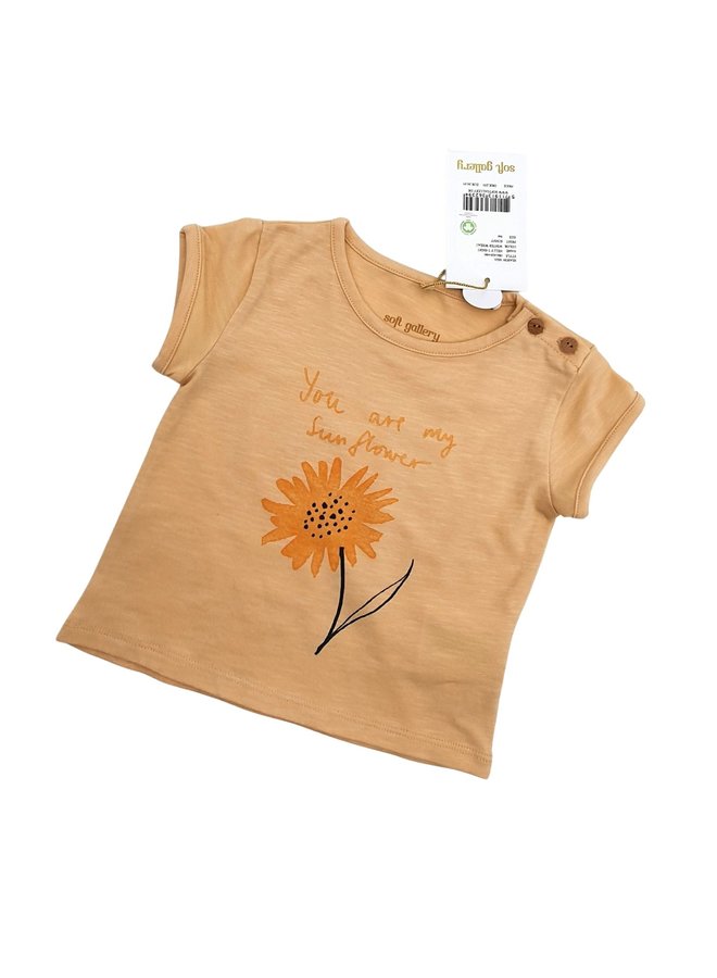 Soft Gallery Baby T-Shirt Pfirsichfarben mit Blumen Print