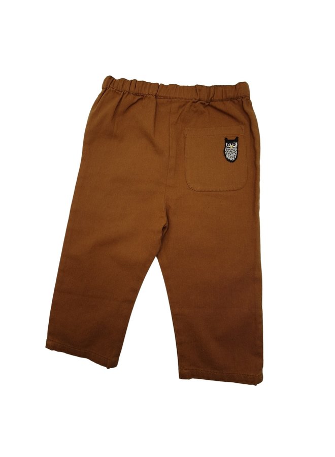 Soft Gallery Chino Pants in braun mit Eulen Patch