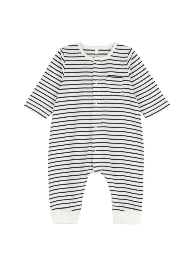 Petit Bateau Overall schwarz weiß gestreift