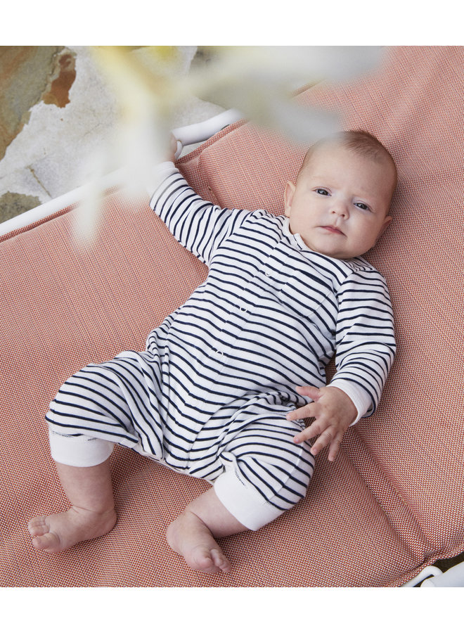 Petit Bateau Overall schwarz weiß gestreift