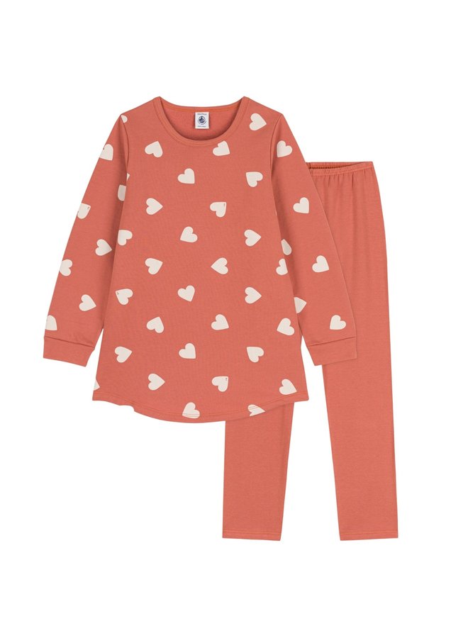 Petit Bateau Pyjama Set rot Herzen aus Molton