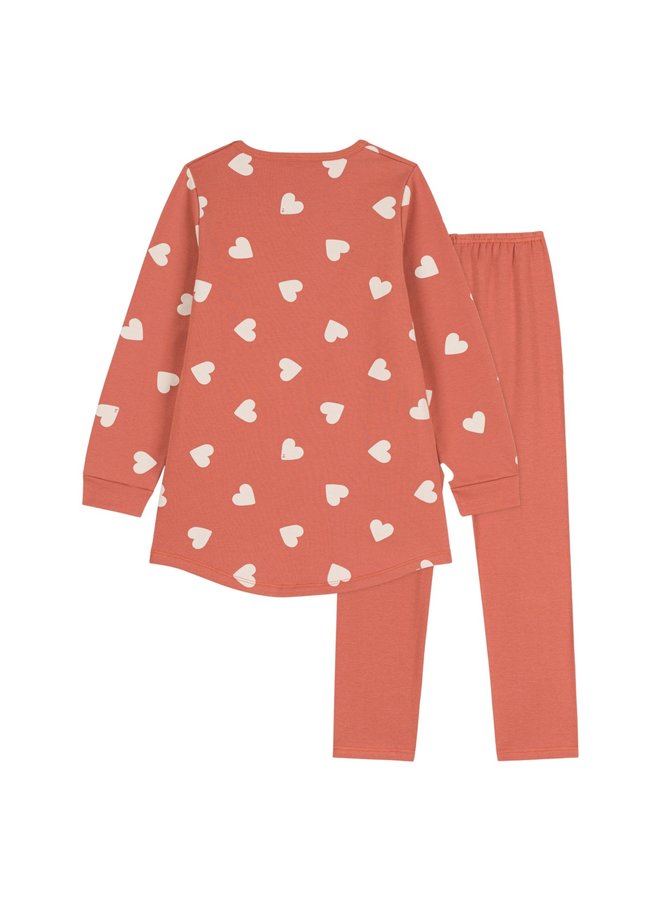 Petit Bateau Pyjama Set rot Herzen aus Molton