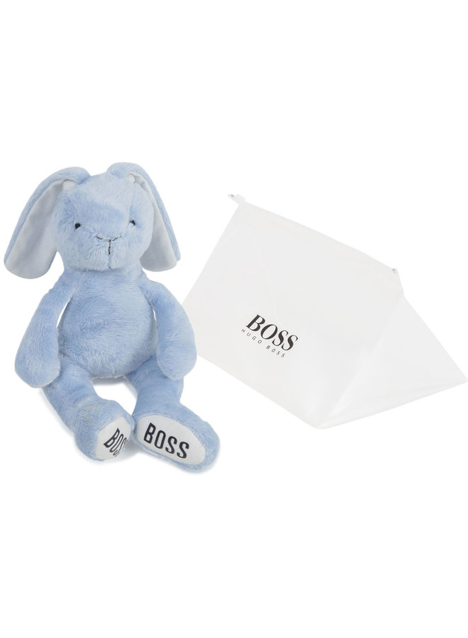 Hugo Boss Kuscheltier Hase hellblau mit Logoprint