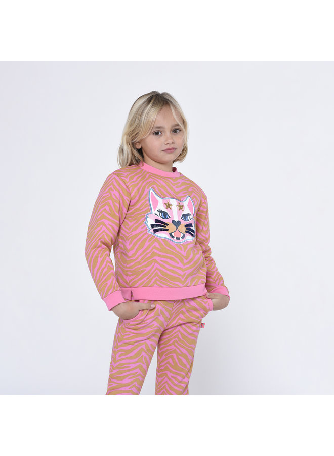 Billieblush Sweatshirt pink mit Tiger-Motiv und Pailletten