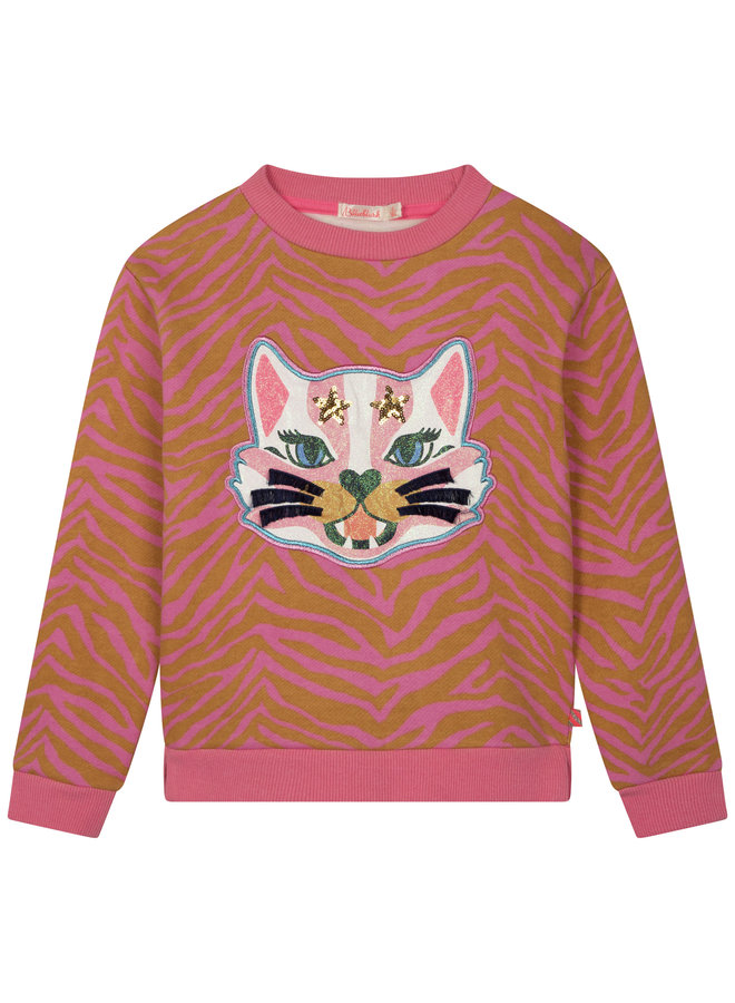 Billieblush Sweatshirt pink mit Tiger-Motiv und Pailletten