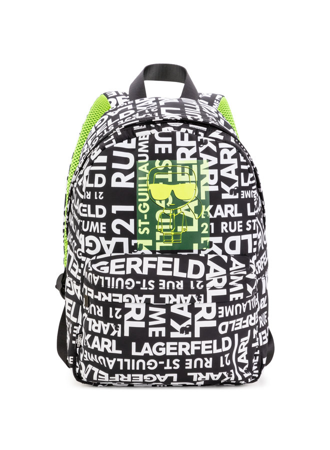 KARL LAGERFELD KIDS Rucksack schwarz-weiß mit Logoprint