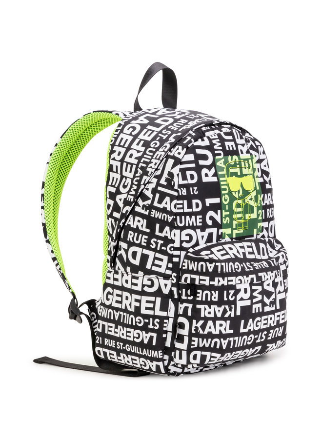 KARL LAGERFELD KIDS Rucksack schwarz-weiß mit Logoprint