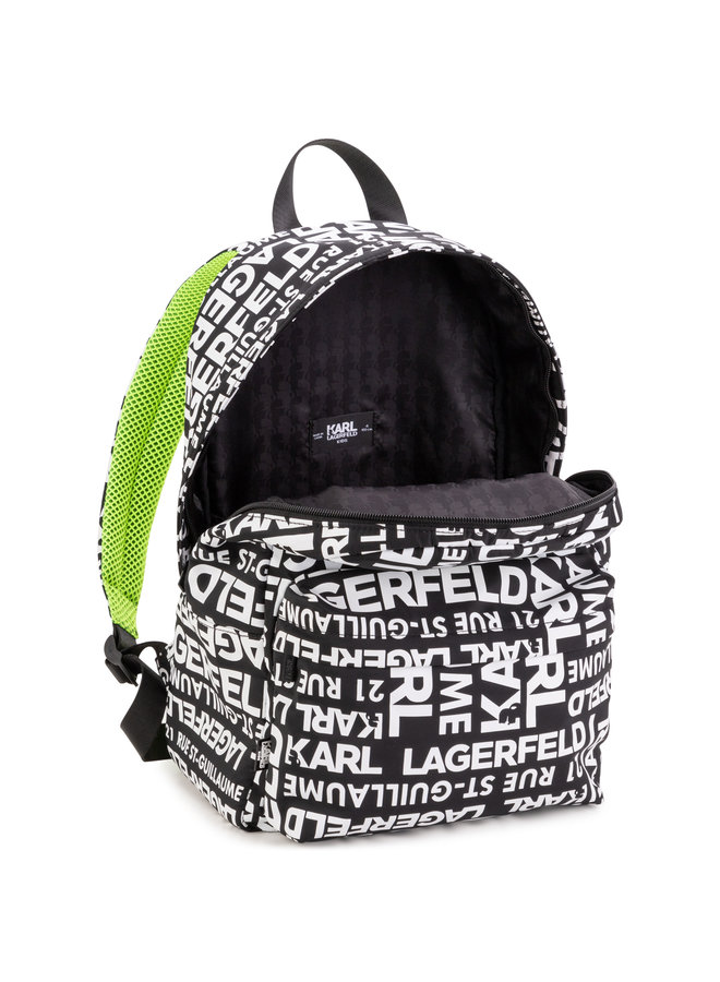 KARL LAGERFELD KIDS Rucksack schwarz-weiß mit Logoprint