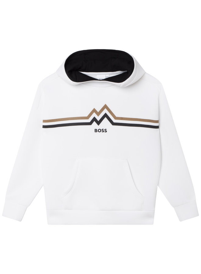 HUGO BOSS Kinder Kapuzen Sweatshirt beige mit Logo