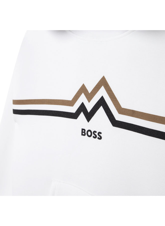 HUGO BOSS Kinder Kapuzen Sweatshirt beige mit Logo