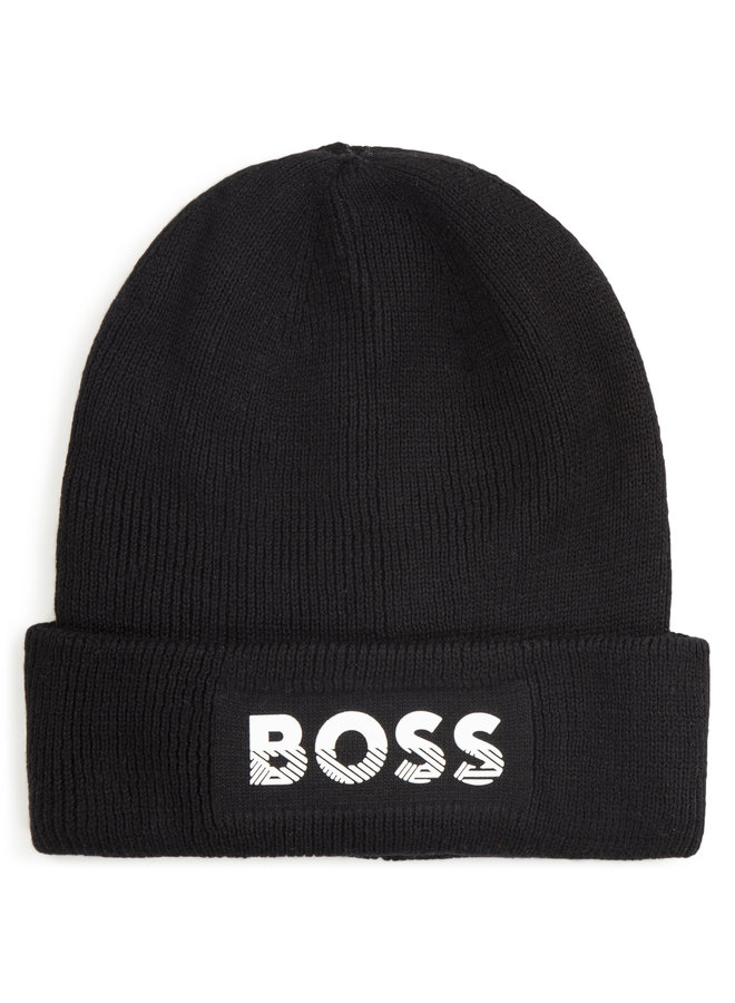 HUGO BOSS KIDS Mütze Logo schwarz