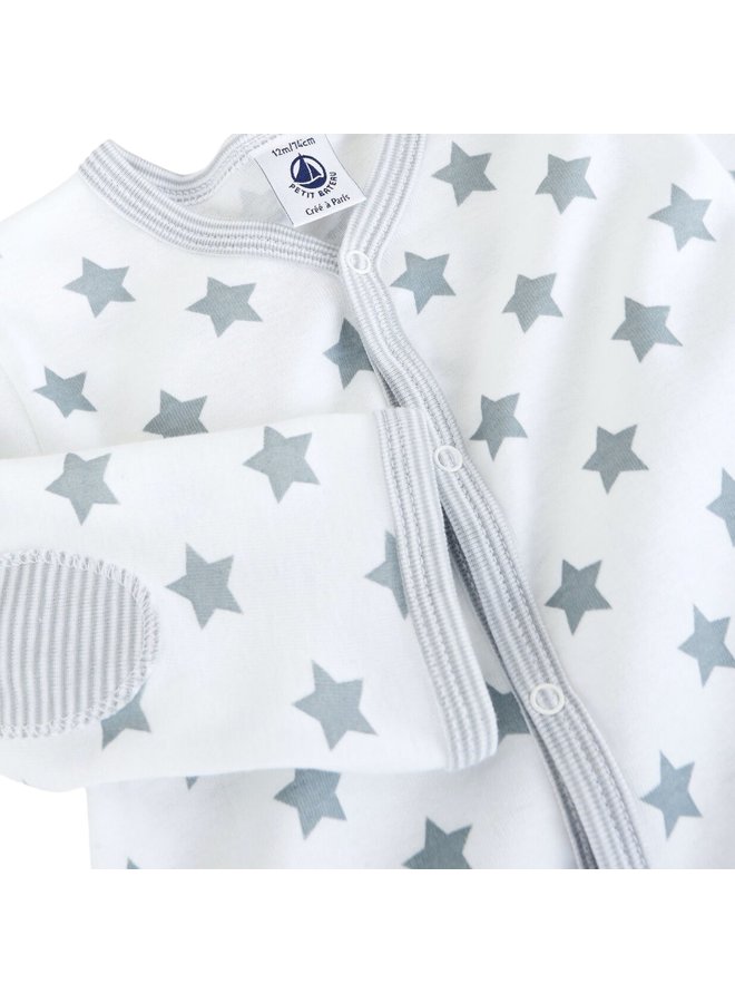 Petit Bateau Langarm Overall weiß mit blauen Sternen