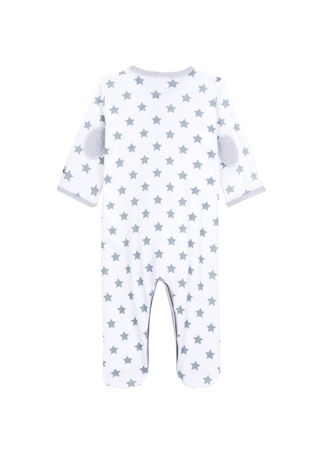 Petit Bateau Langarm Overall weiß mit blauen Sternen