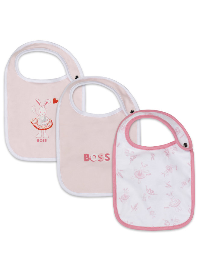 HUGO BOSS Lätzchen 3 er Set "Meine ersten Lätzchen" rosa