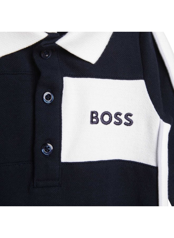 BOSS Baby Strampler marineblau weiß mit Logo