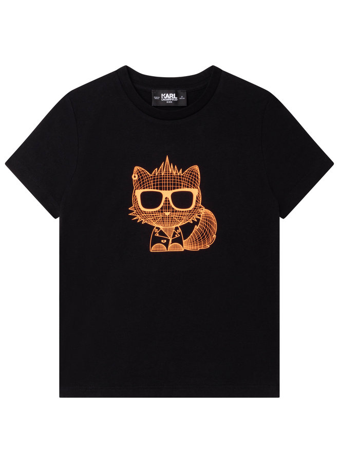KARL LAGERFELD KIDS T-Shirt schwarz  Katze Choupette orange iconic