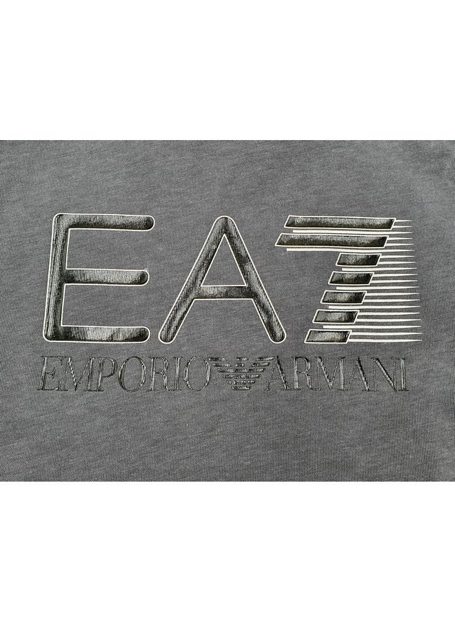 EA7 Emporio Armani Langarmshirt grau mit Logo Glitzer