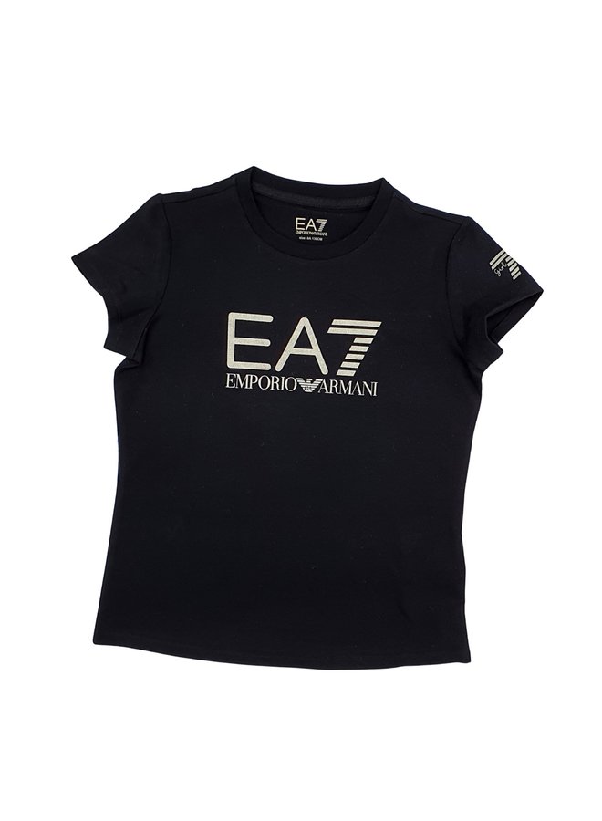 EA7 Emporio Armani T-Shirt schwarz silber  mit Logo Glitzer