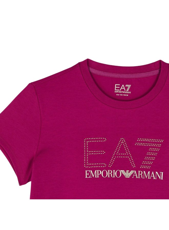 EA7 Emporio Armani T-Shirt pink mit Logo Nieten